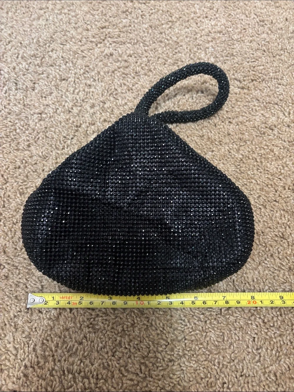 Gunne Sax Black Beaded Wristlet Clutch - Sleek Evening Accessory